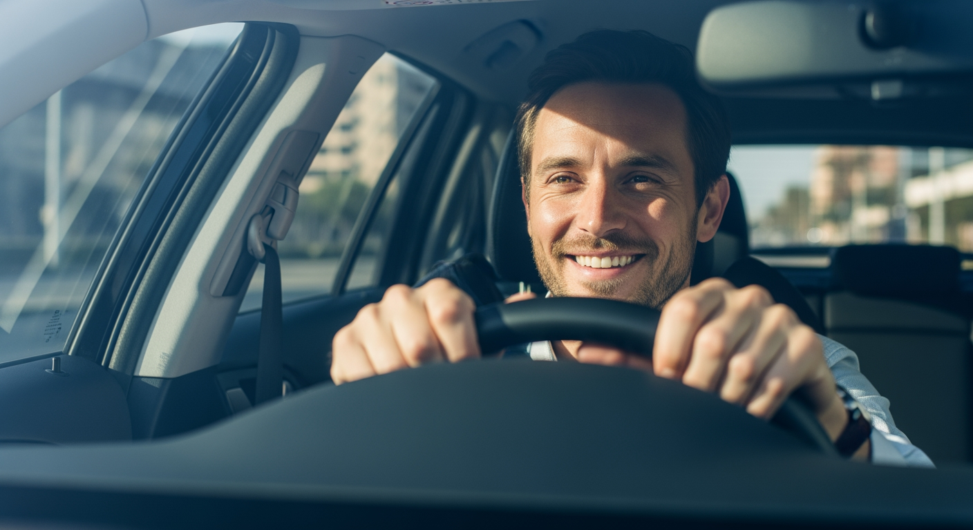 Conducteur au volant de sa voiture